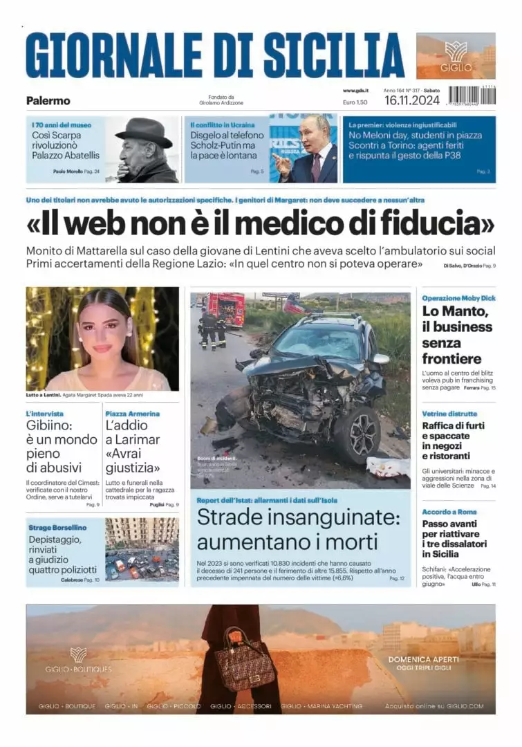 Prima-pagina-Giornale-di-Sicilia-edizione-di-oggi-16-11-2024