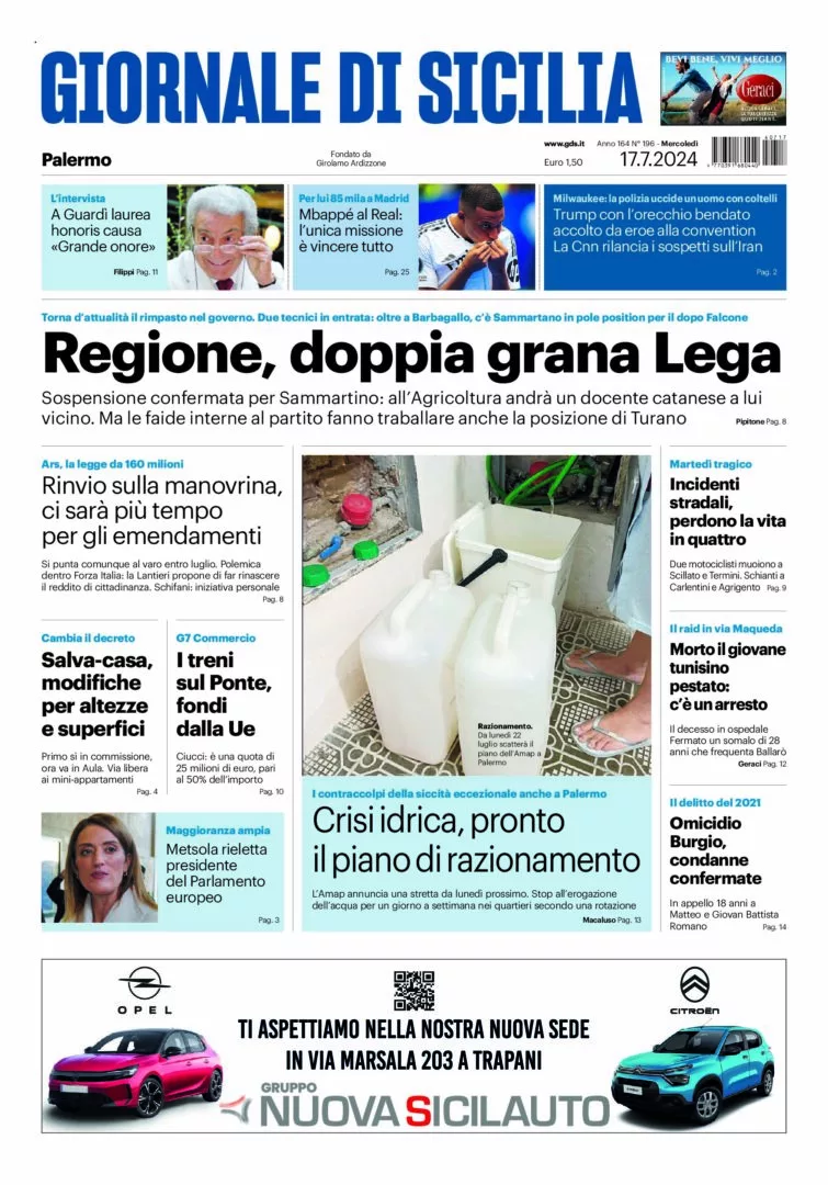 Prima-pagina-Giornale-di-Sicilia-edizione-di-oggi-17-07-2024