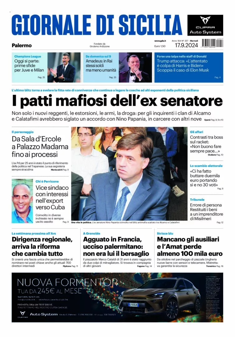 Prima-pagina-Giornale-di-Sicilia-edizione-di-oggi-17-09-2024