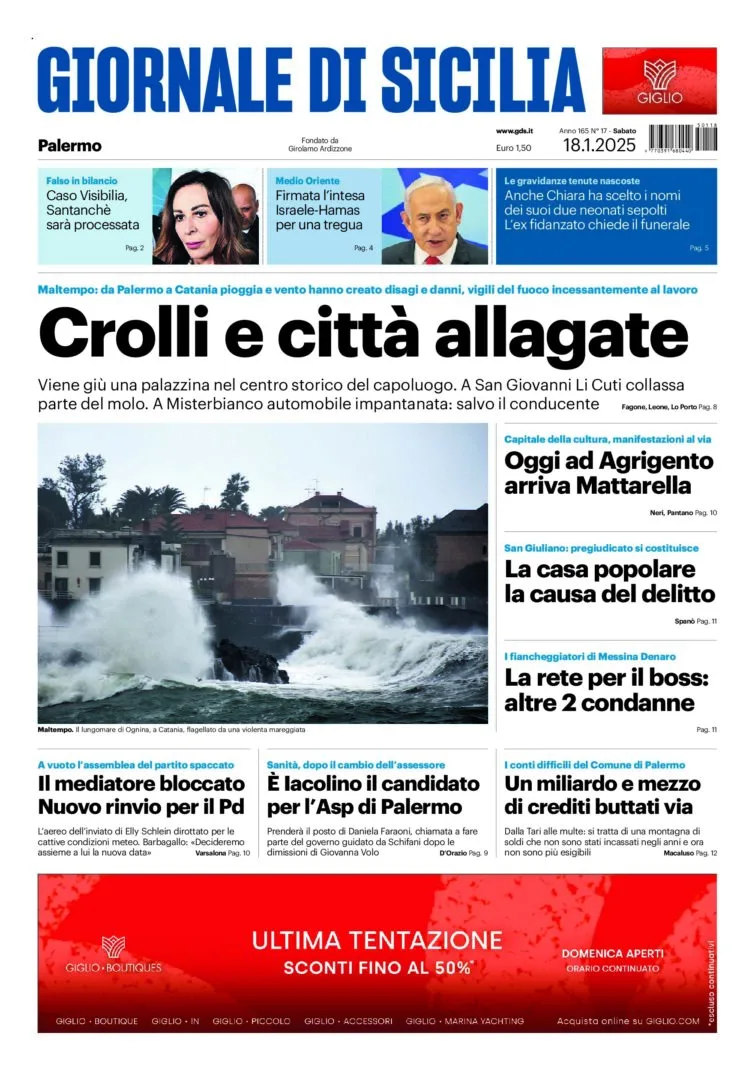 Prima-pagina-Giornale-di-Sicilia-edizione-di-oggi-18-01-2025