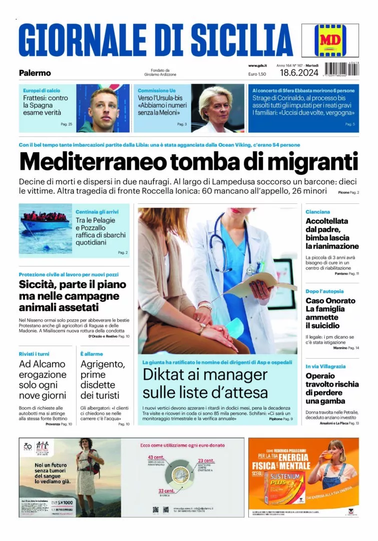 Prima-pagina-Giornale-di-Sicilia-edizione-di-oggi-18-06-2024