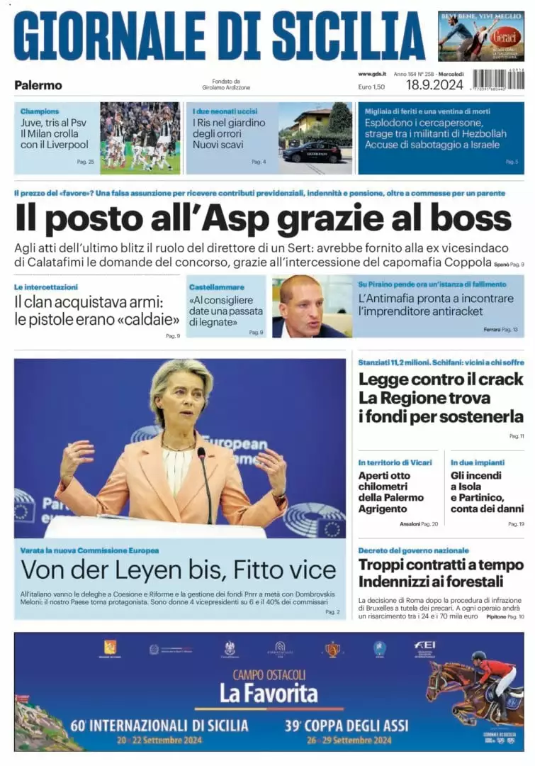 Prima-pagina-Giornale-di-Sicilia-edizione-di-oggi-18-09-2024