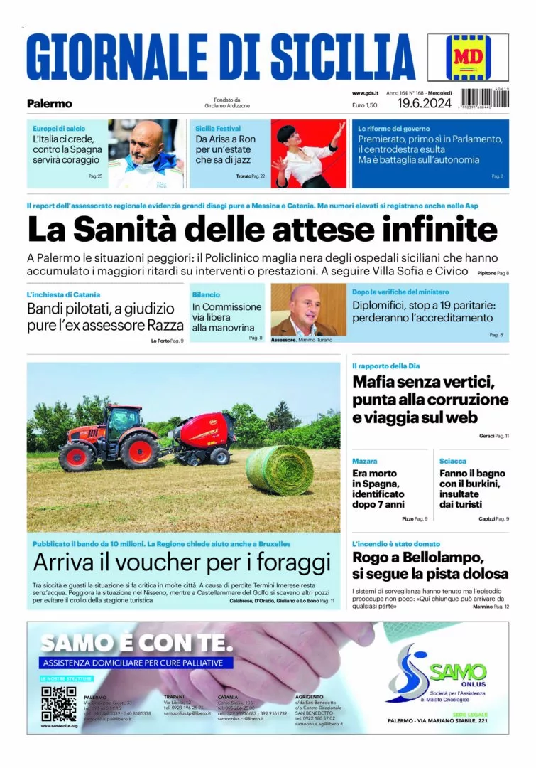 Prima-pagina-Giornale-di-Sicilia-edizione-di-oggi-19-06-2024