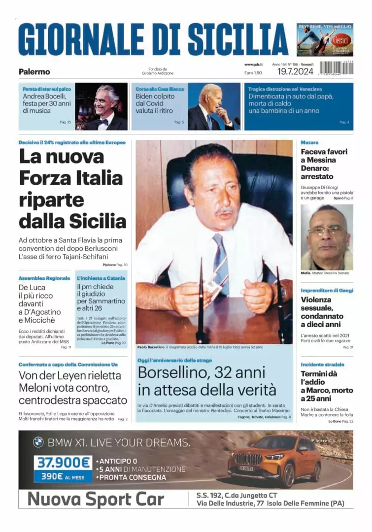 Prima-pagina-Giornale-di-Sicilia-edizione-di-oggi-19-07-2024
