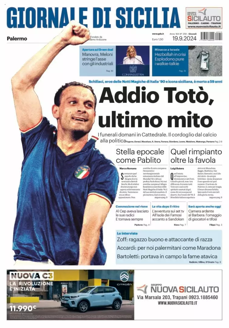 Prima-pagina-Giornale-di-Sicilia-edizione-di-oggi-19-09-2024