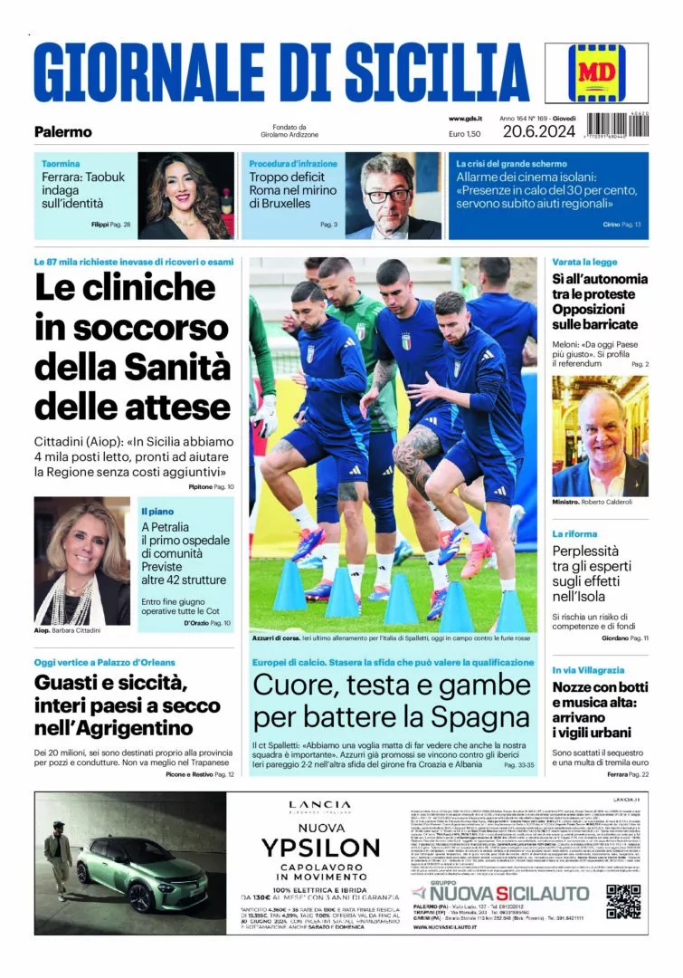 Prima-pagina-Giornale-di-Sicilia-edizione-di-oggi-20-06-2024