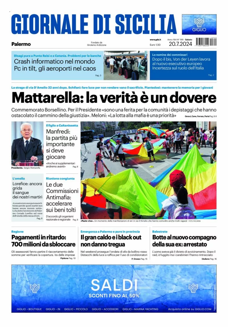 Prima-pagina-Giornale-di-Sicilia-edizione-di-oggi-20-07-2024