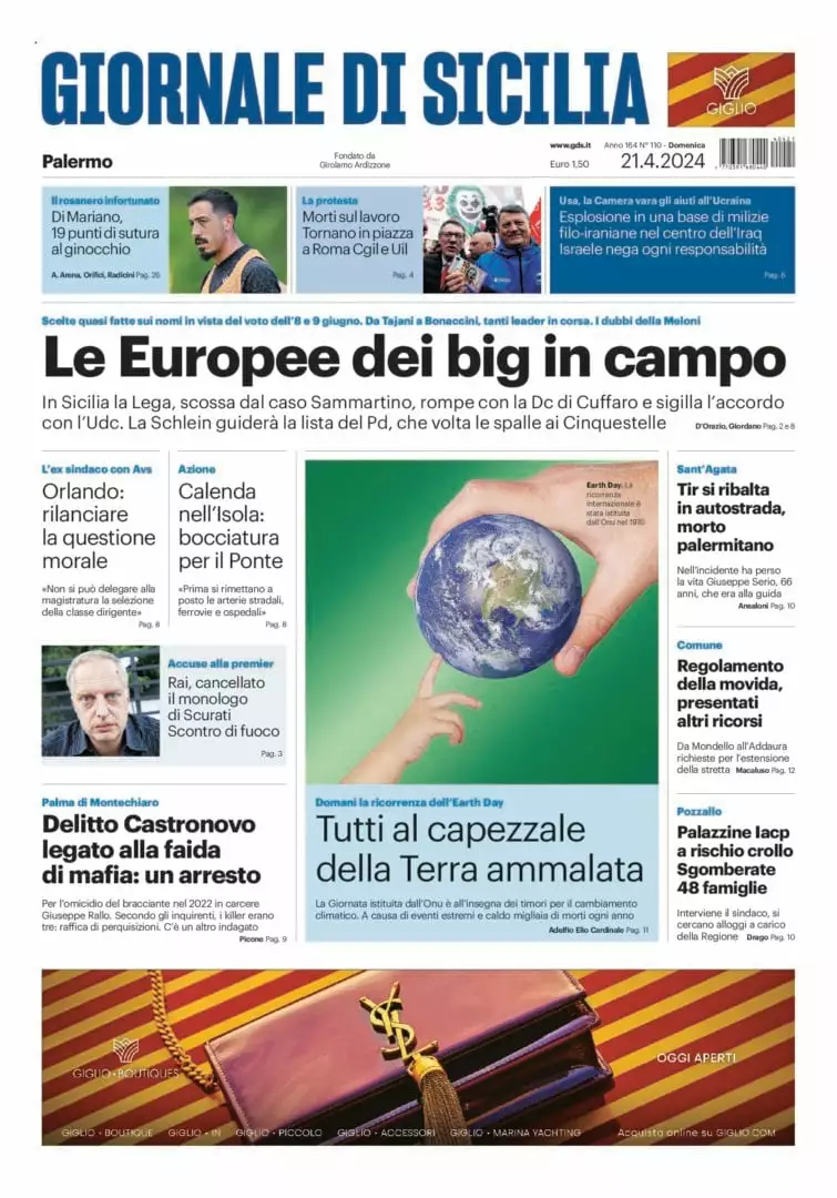 Prima-pagina-Giornale-di-Sicilia-edizione-di-oggi-21-04-2024