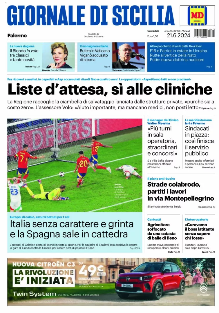 Prima-pagina-Giornale-di-Sicilia-edizione-di-oggi-21-06-2024