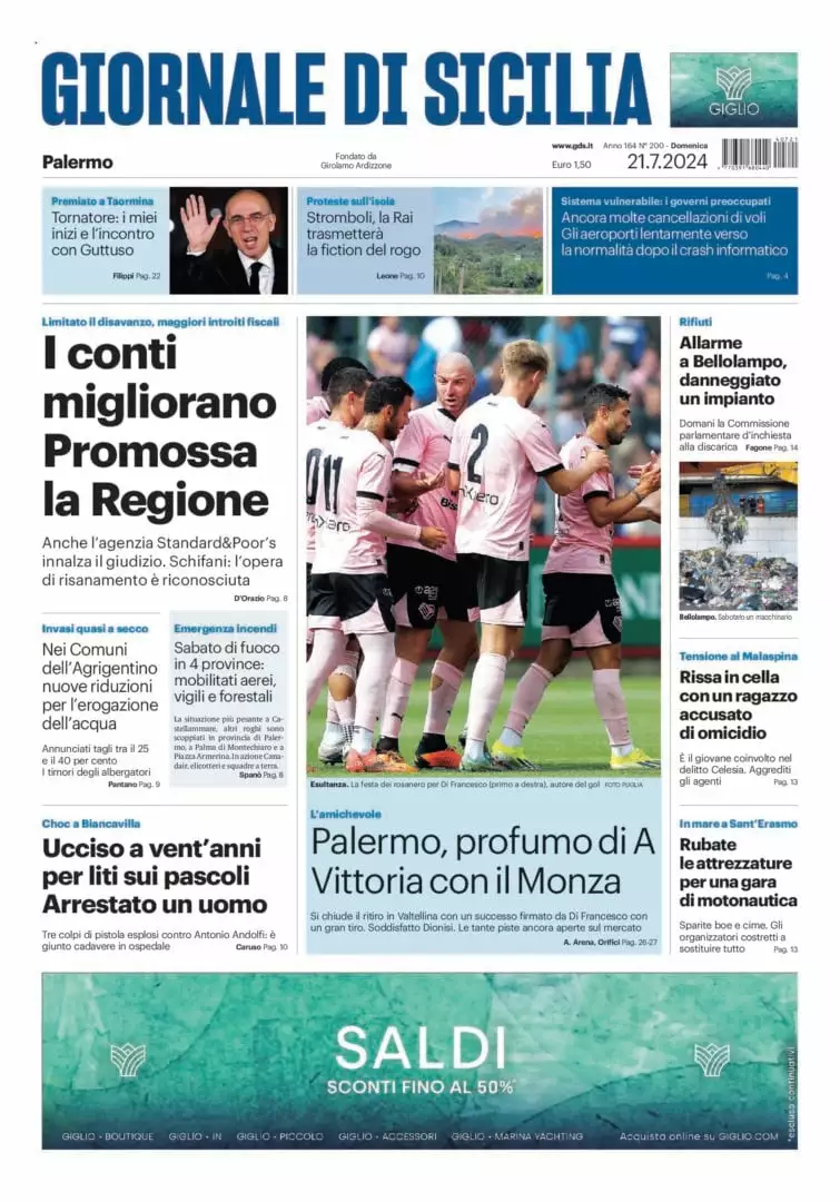 Prima-pagina-Giornale-di-Sicilia-edizione-di-oggi-21-07-2024