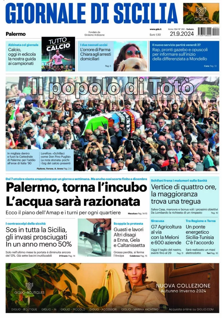 Prima-pagina-Giornale-di-Sicilia-edizione-di-oggi-21-09-2024