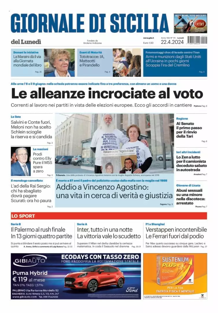 Prima-pagina-Giornale-di-Sicilia-edizione-di-oggi-22-04-2024