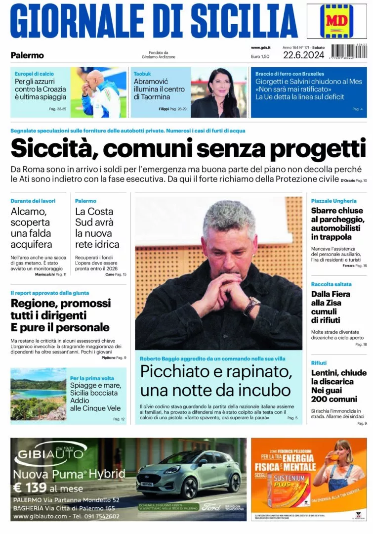 Prima-pagina-Giornale-di-Sicilia-edizione-di-oggi-22-06-2024