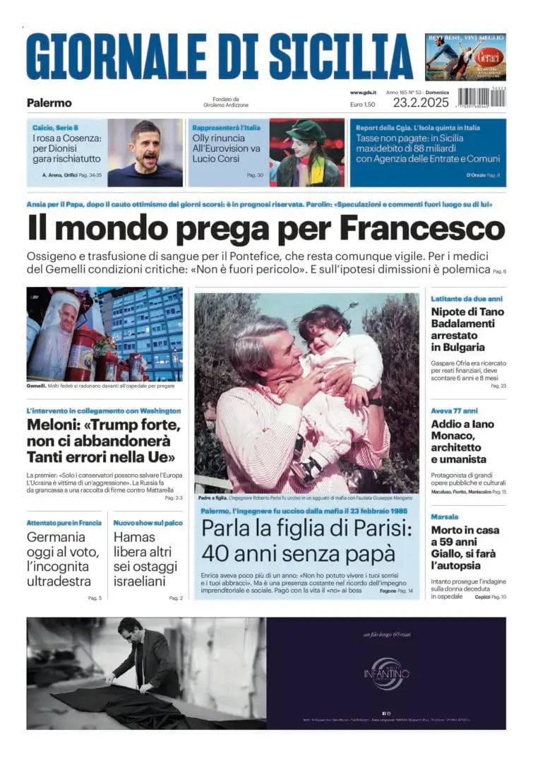 Prima-pagina-Giornale-di-Sicilia-edizione-di-oggi-23-02-2025