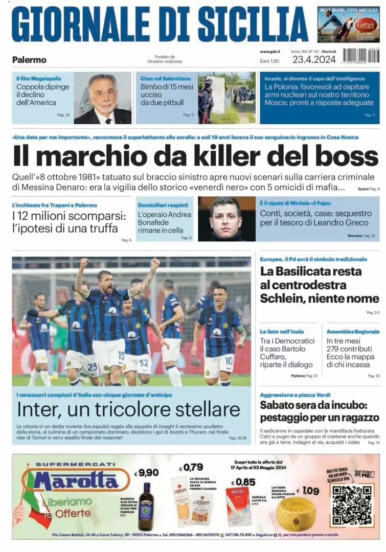 Prima-pagina-Giornale-di-Sicilia-edizione-di-oggi-23-04-2024