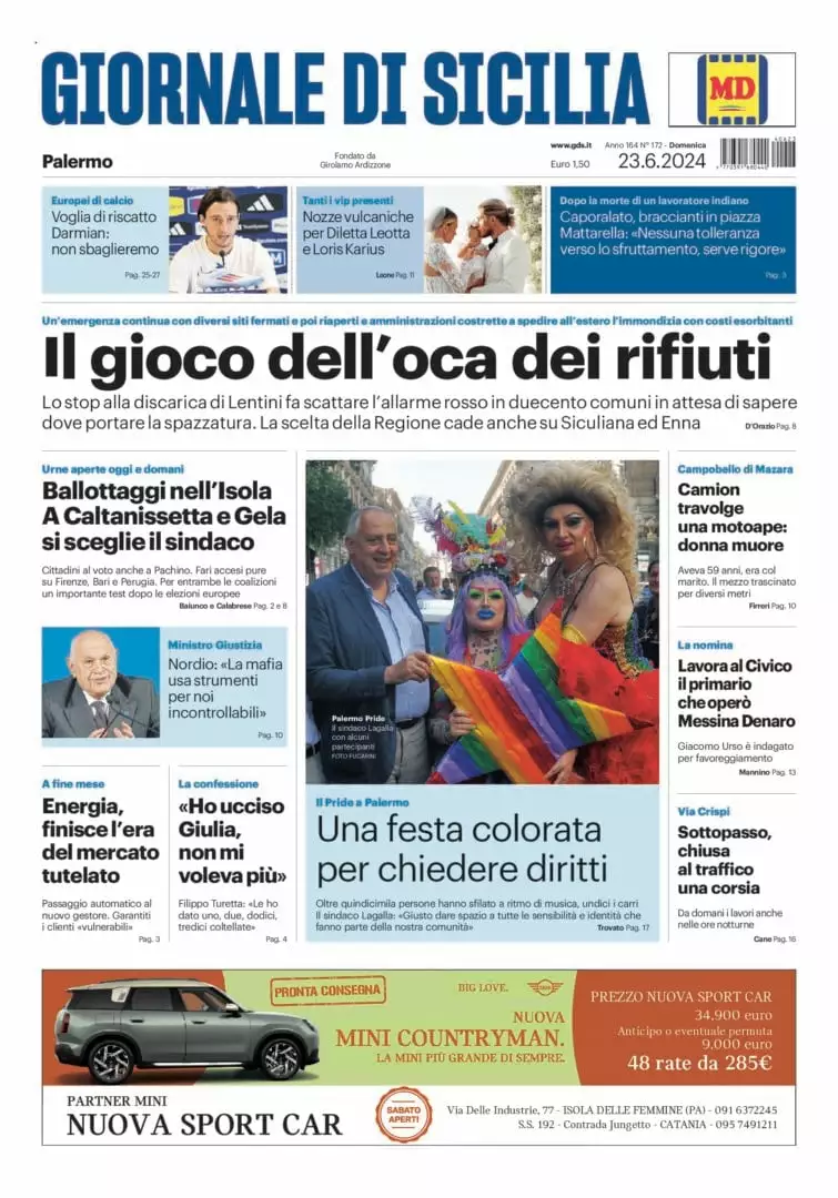 Prima-pagina-Giornale-di-Sicilia-edizione-di-oggi-23-06-2024