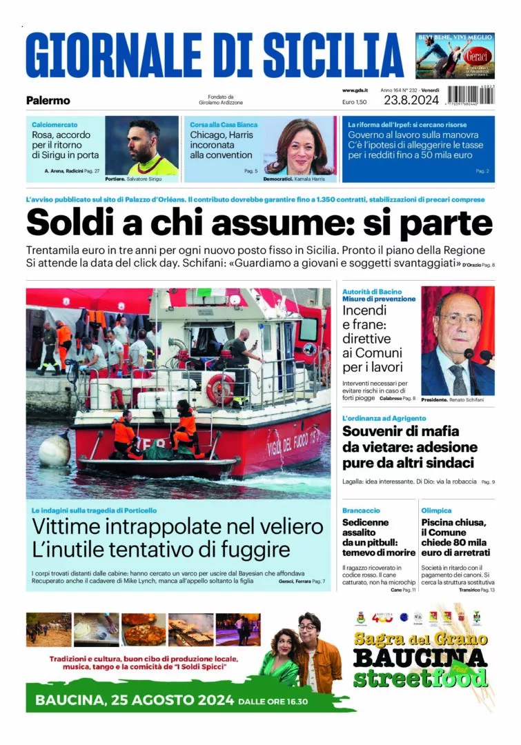 Prima-pagina-Giornale-di-Sicilia-edizione-di-oggi-23-08-2024