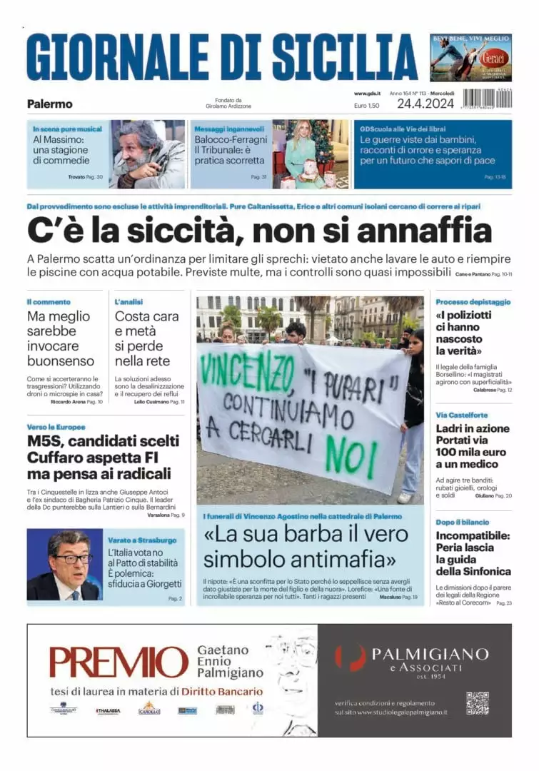 Prima-pagina-Giornale-di-Sicilia-edizione-di-oggi-24-04-2024