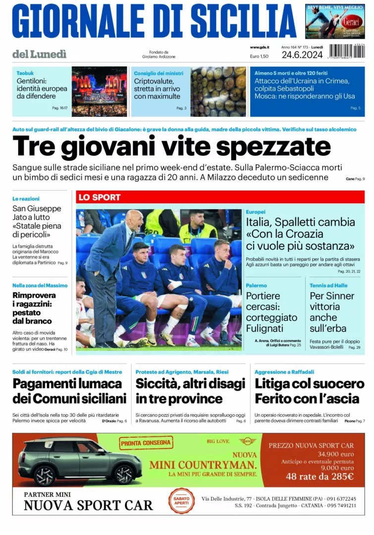 Prima-pagina-Giornale-di-Sicilia-edizione-di-oggi-24-06-2024