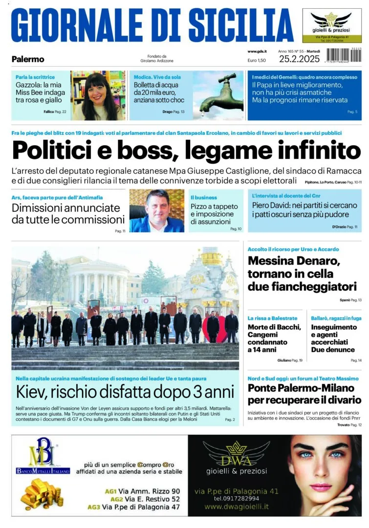 Prima-pagina-Giornale-di-Sicilia-edizione-di-oggi-25-02-2025