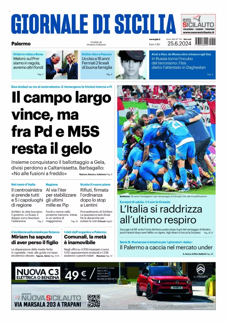 Prima-pagina-Giornale-di-Sicilia-edizione-di-oggi-25-06-2024