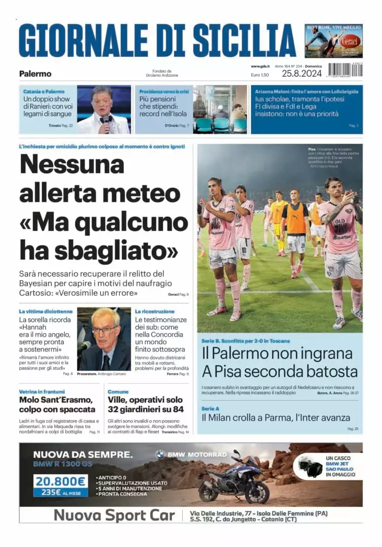 Prima-pagina-Giornale-di-Sicilia-edizione-di-oggi-25-08-2024