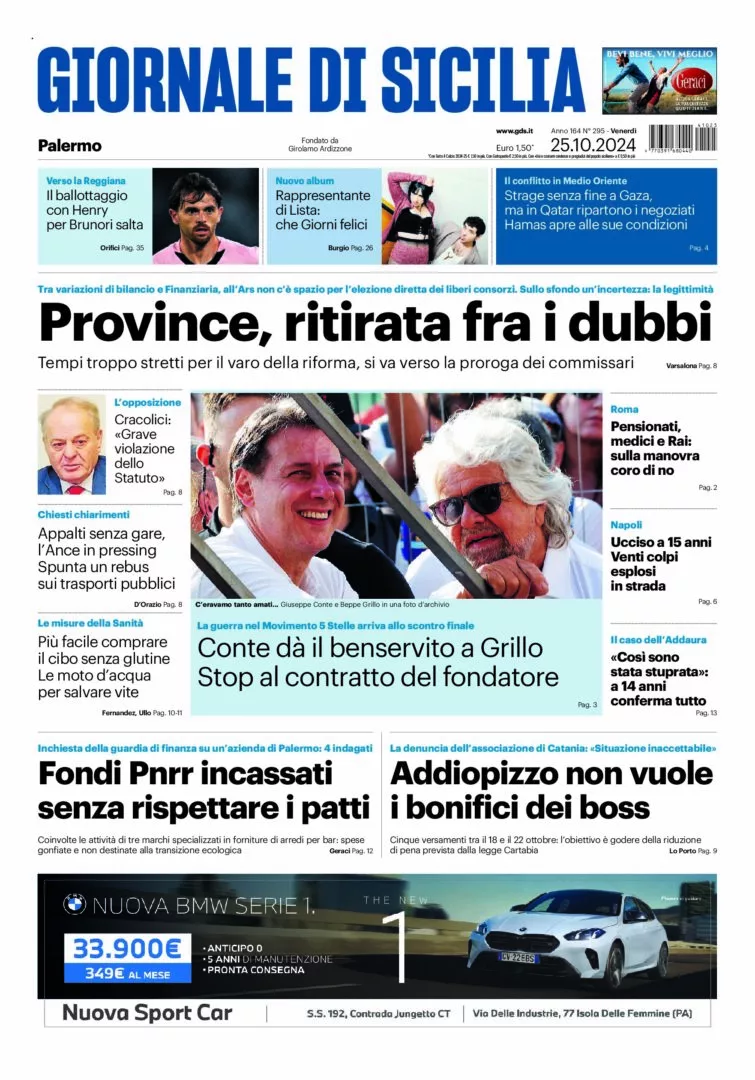 Prima-pagina-Giornale-di-Sicilia-edizione-di-oggi-25-10-2024