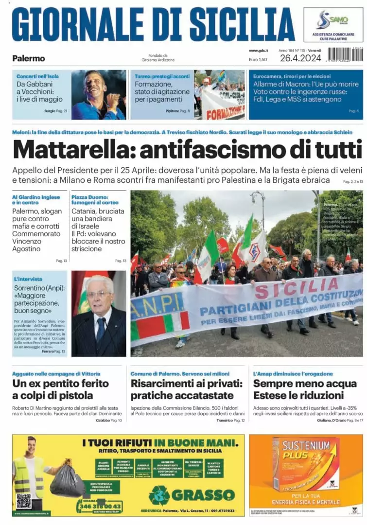 Prima-pagina-Giornale-di-Sicilia-edizione-di-oggi-26-04-2024