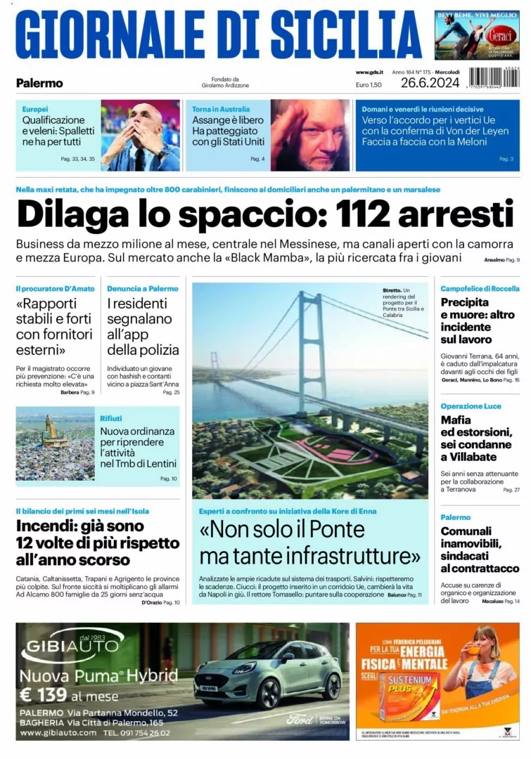 Prima-pagina-Giornale-di-Sicilia-edizione-di-oggi-26-06-2024