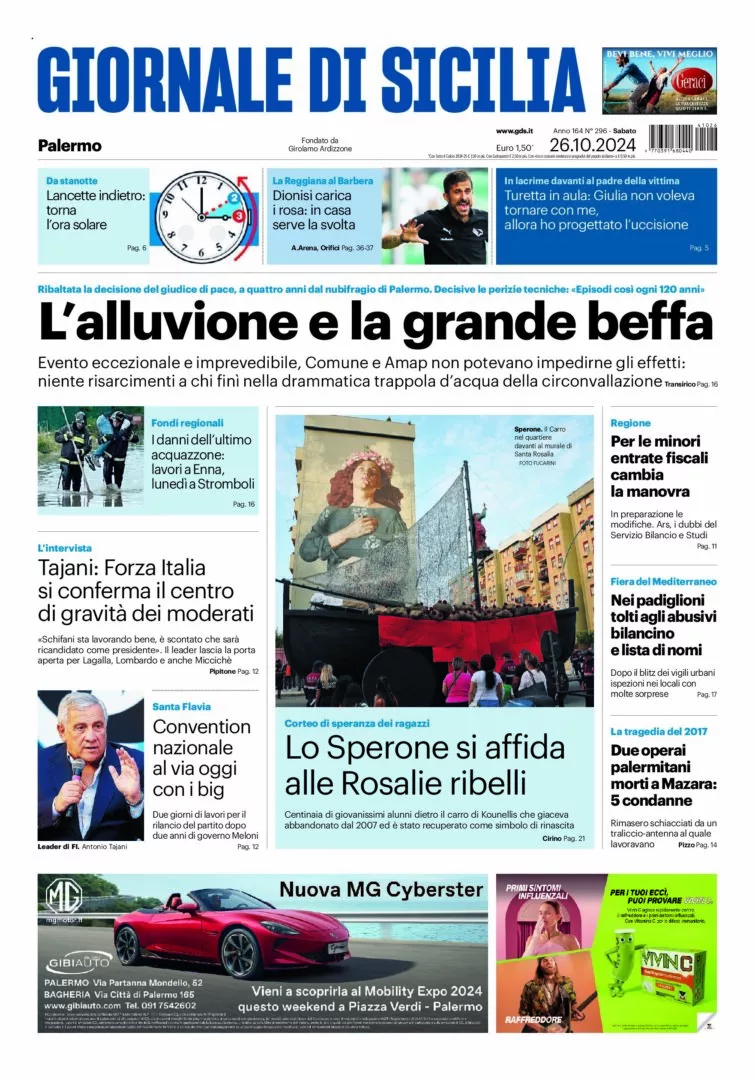 Prima-pagina-Giornale-di-Sicilia-edizione-di-oggi-26-10-2024