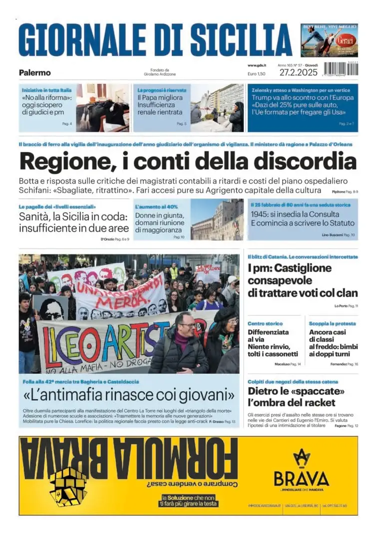 Prima-pagina-Giornale-di-Sicilia-edizione-di-oggi-27-02-2025