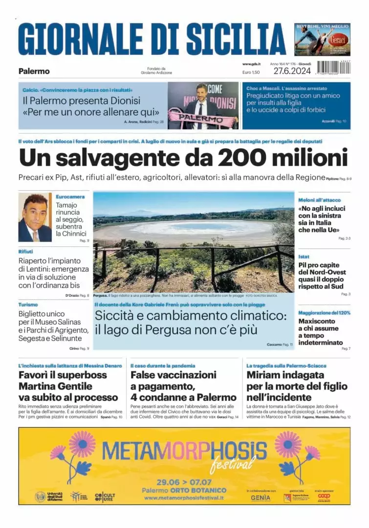 Prima-pagina-Giornale-di-Sicilia-edizione-di-oggi-27-06-2024