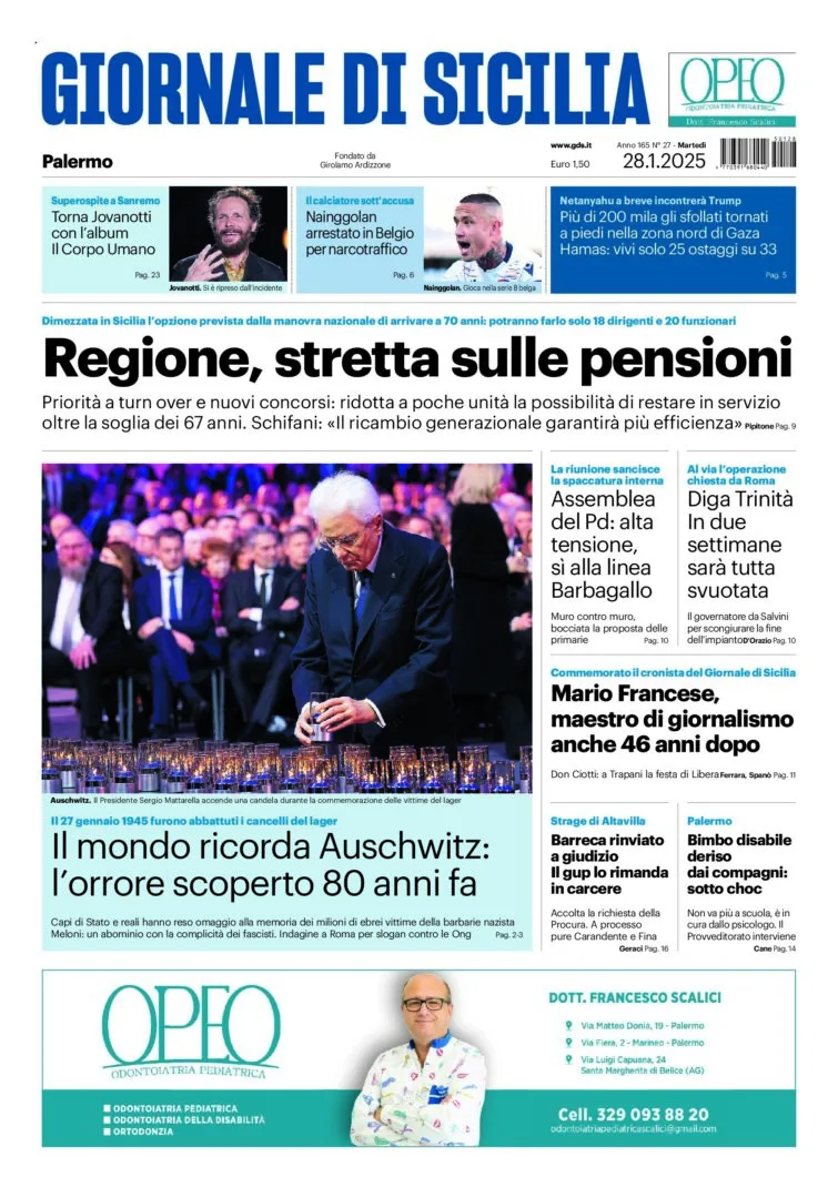 Prima-pagina-Giornale-di-Sicilia-edizione-di-oggi-28-01-2025