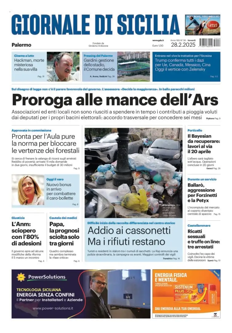 Prima-pagina-Giornale-di-Sicilia-edizione-di-oggi-28-02-2025