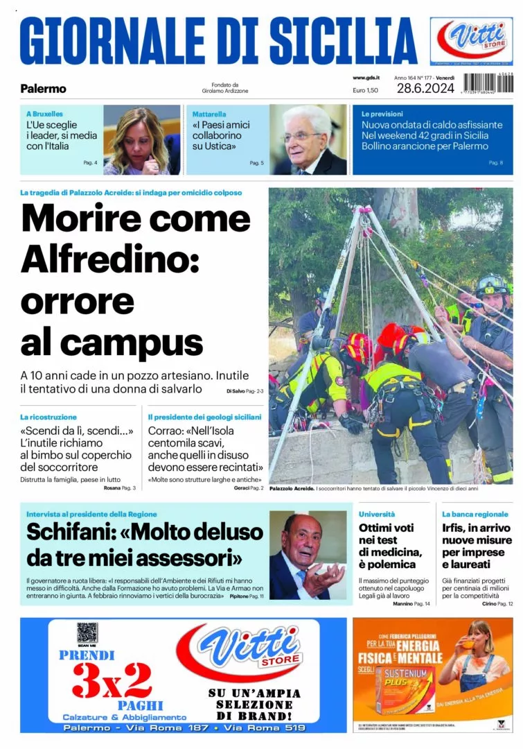 Prima-pagina-Giornale-di-Sicilia-edizione-di-oggi-28-06-2024