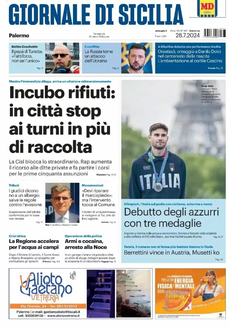 Prima-pagina-Giornale-di-Sicilia-edizione-di-oggi-28-07-2024