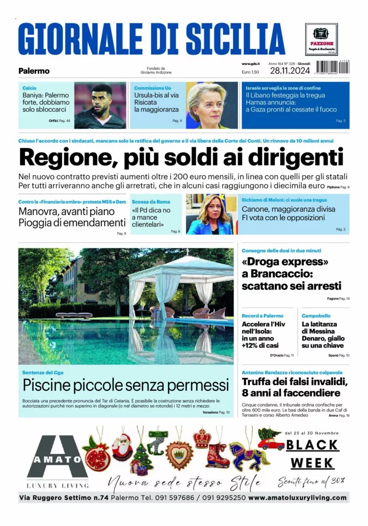 Prima-pagina-Giornale-di-Sicilia-edizione-di-oggi-28-11-2024