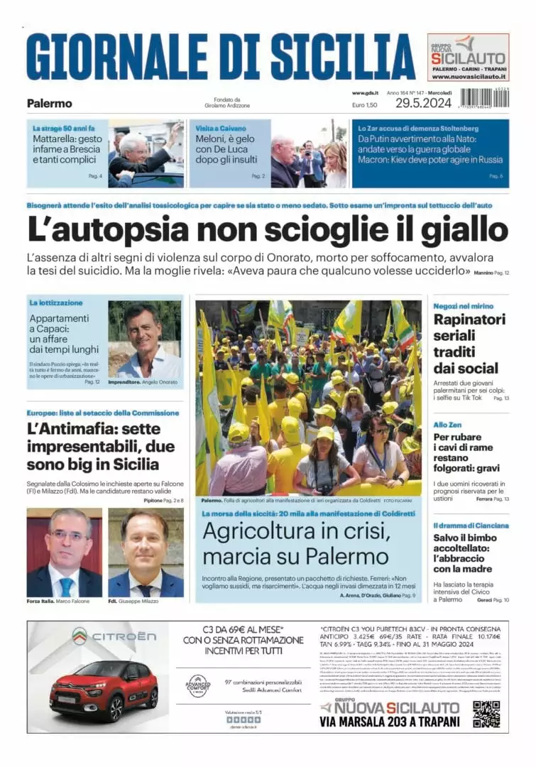 Prima-pagina-Giornale-di-Sicilia-edizione-di-oggi-29-05-2024