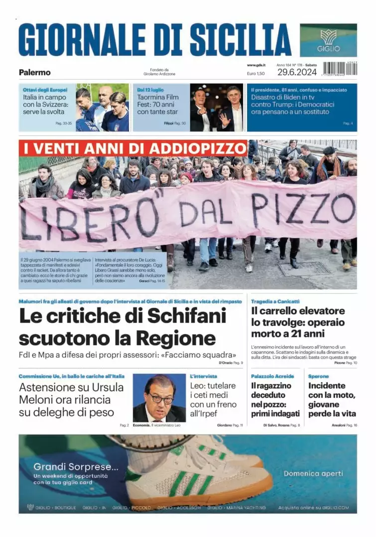 Prima-pagina-Giornale-di-Sicilia-edizione-di-oggi-29-06-2024