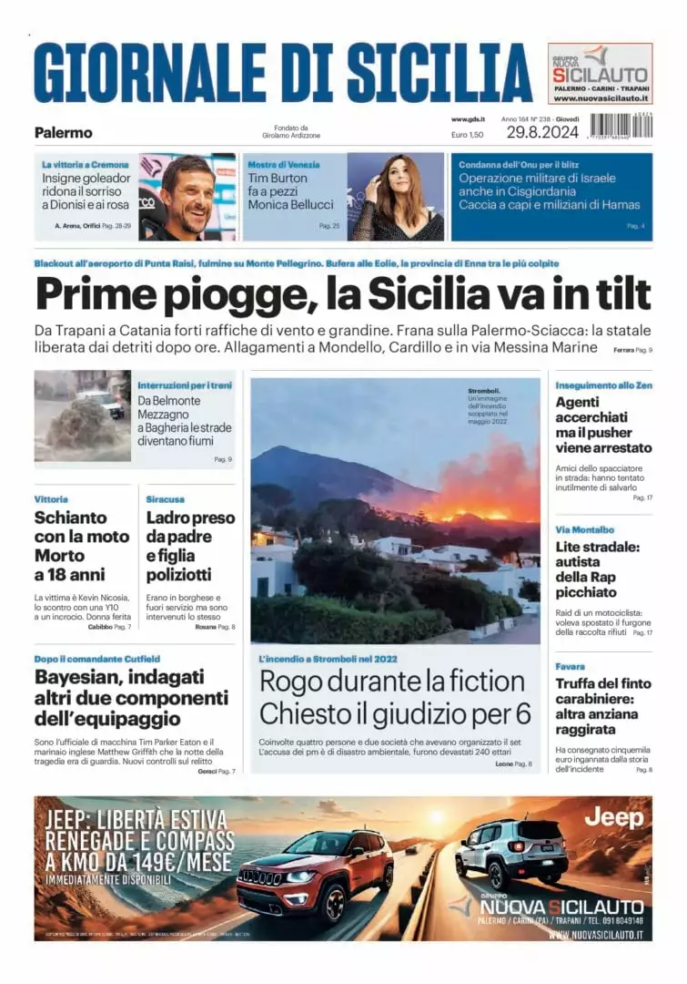 Prima-pagina-Giornale-di-Sicilia-edizione-di-oggi-29-08-2024