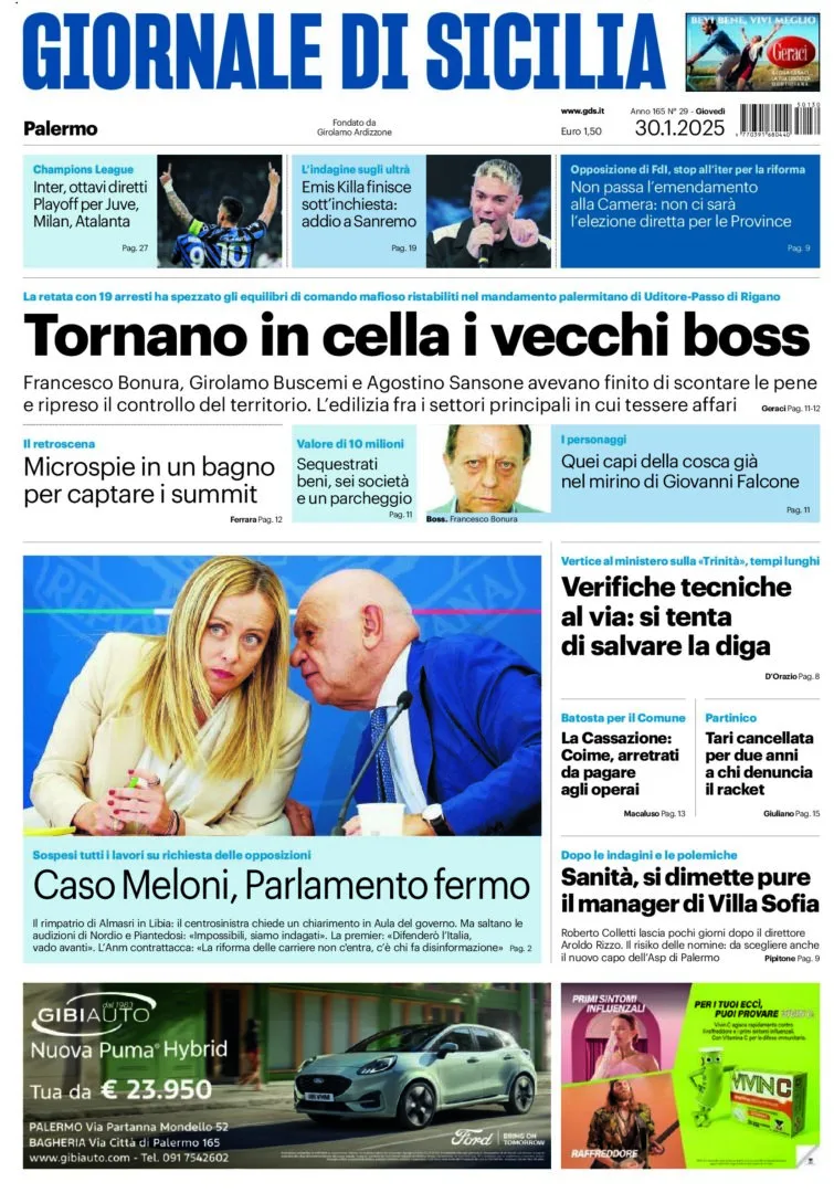 Prima-pagina-Giornale-di-Sicilia-edizione-di-oggi-30-01-2025