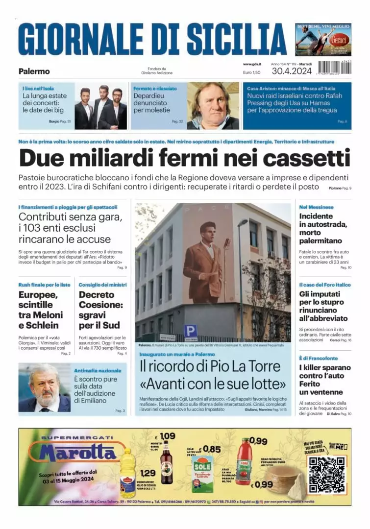 Prima-pagina-Giornale-di-Sicilia-edizione-di-oggi-30-04-2024