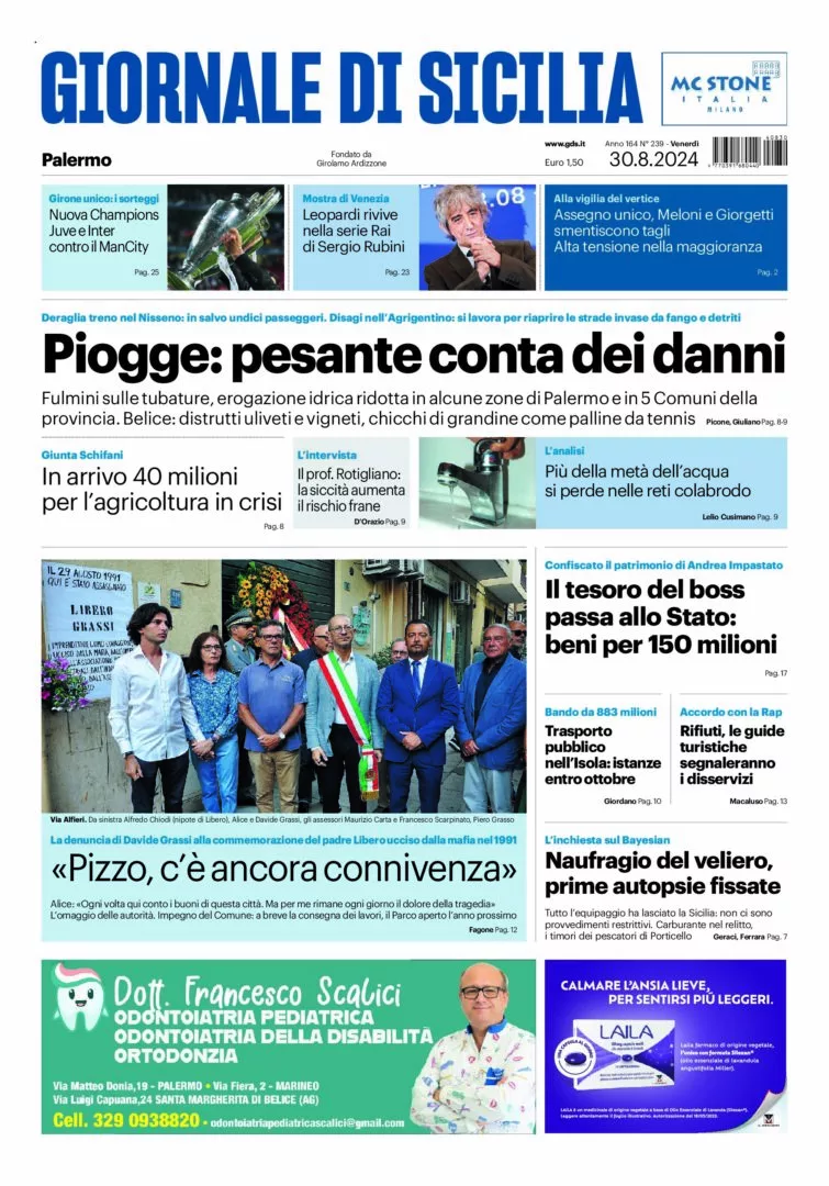 Prima-pagina-Giornale-di-Sicilia-edizione-di-oggi-30-08-2024