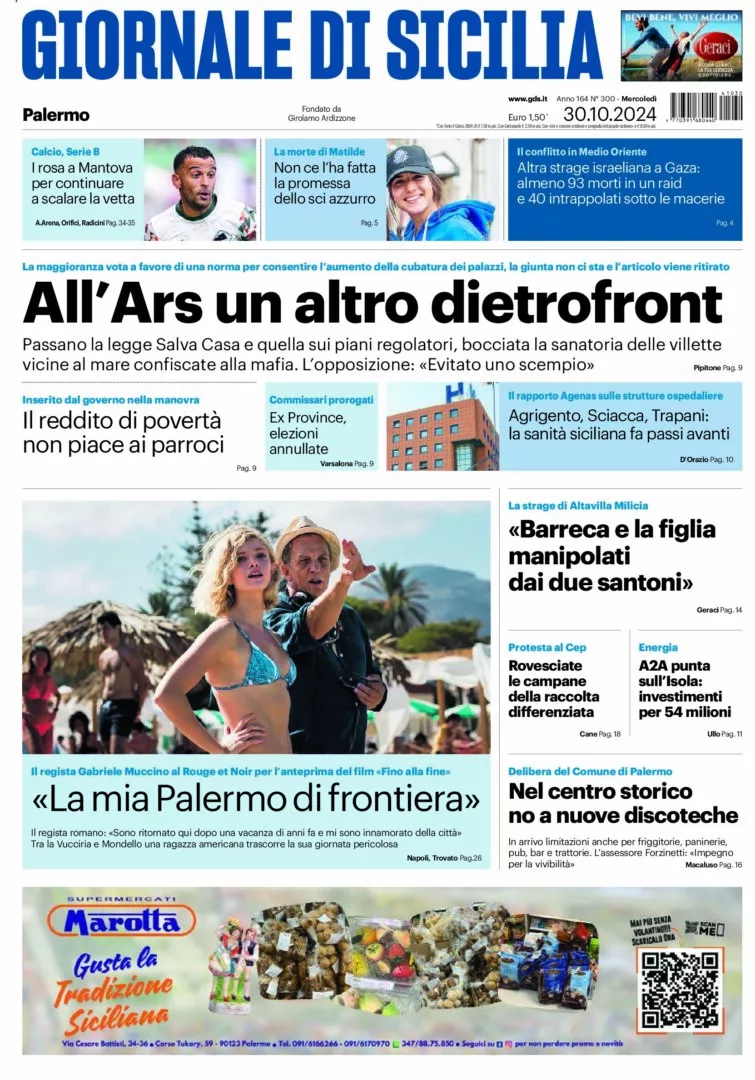 Prima-pagina-Giornale-di-Sicilia-edizione-di-oggi-30-10-2024