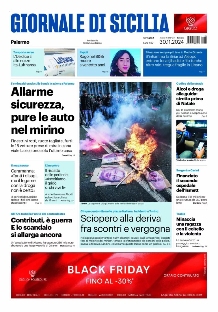 Prima-pagina-Giornale-di-Sicilia-edizione-di-oggi-30-11-2024