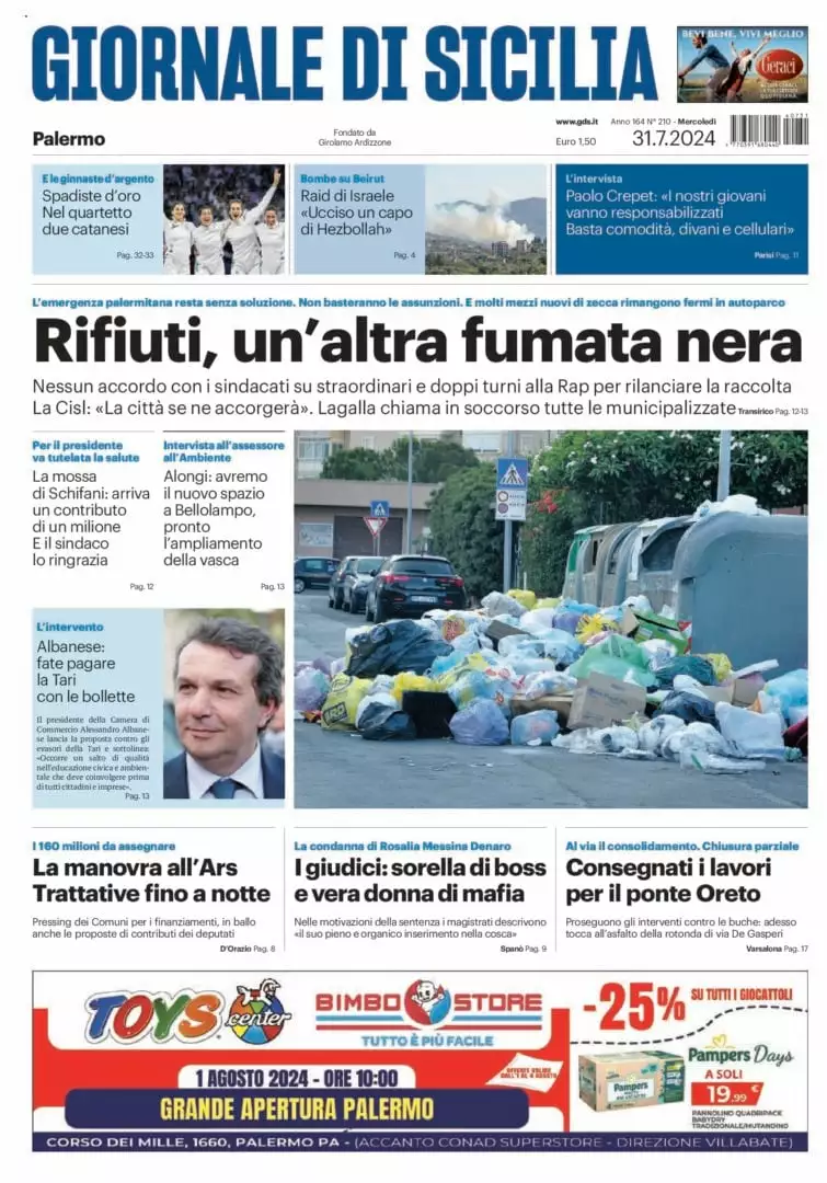 Prima-pagina-Giornale-di-Sicilia-edizione-di-oggi-31-07-2024