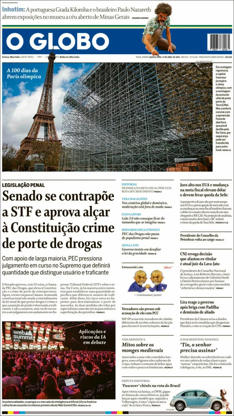 Prima-pagina-globo-oggi-edizione-del-2024-04-17