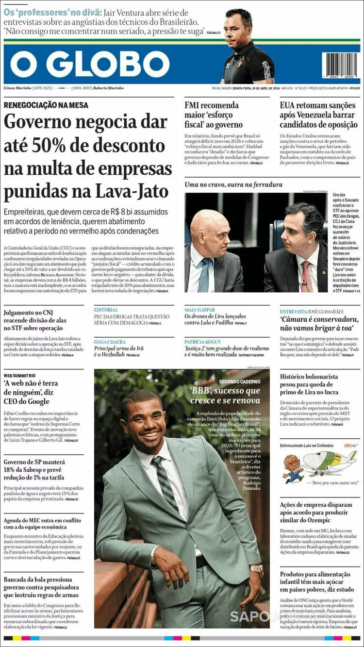 Prima-pagina-globo-oggi-edizione-del-2024-04-18