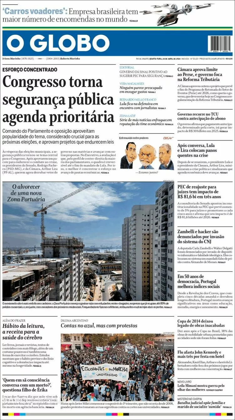 Prima-pagina-globo-oggi-edizione-del-2024-04-24