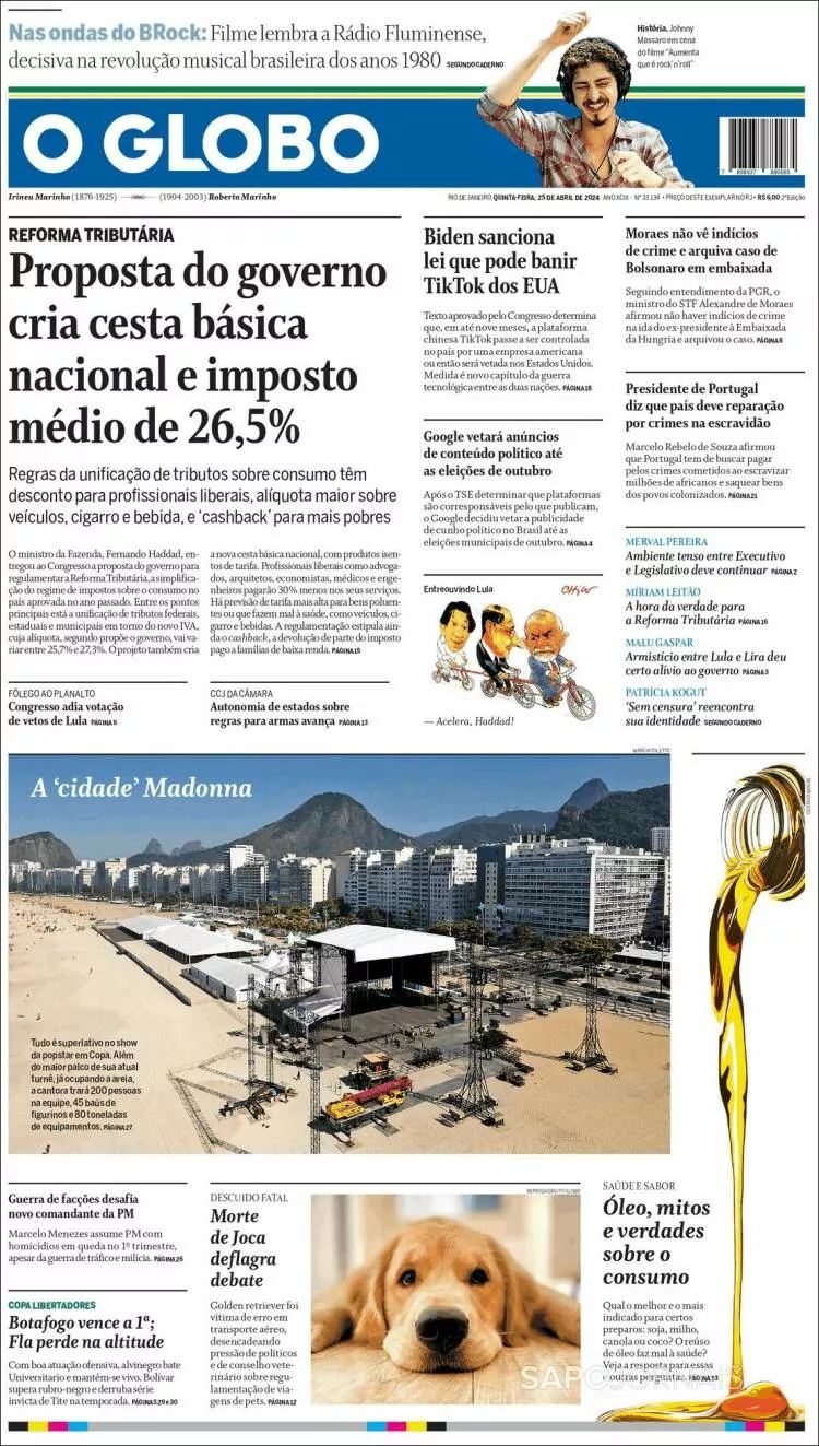 Prima-pagina-globo-oggi-edizione-del-2024-04-25